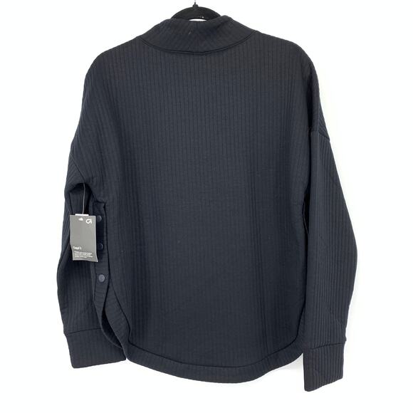 Gap Fit Pullover Cowl Neck Sweatshirt Womens Size Medium Black Snap Sides NEW - Picture 2 of 7
